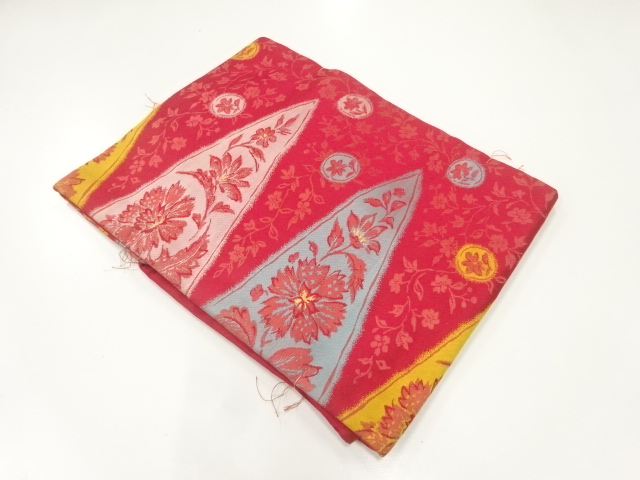 アンティーク　草花模様織出し名古屋帯（着用可）